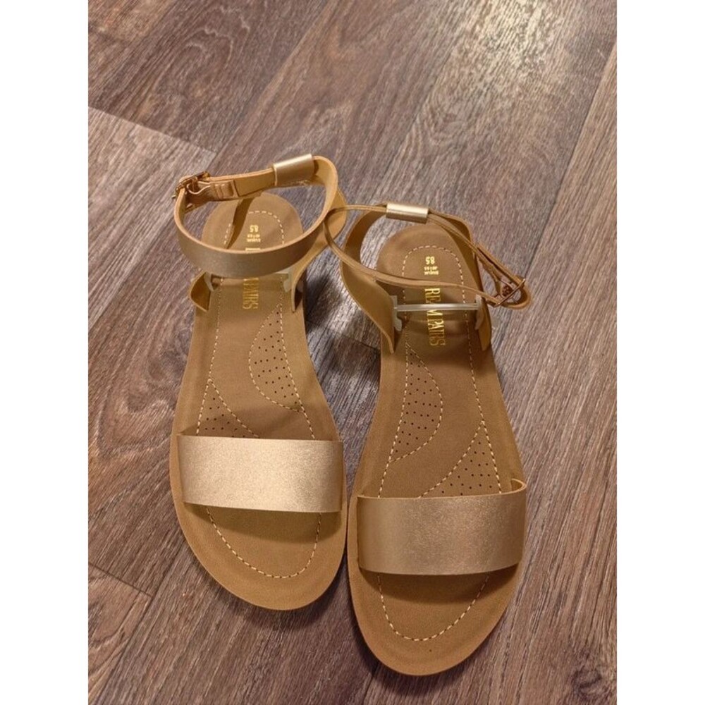 Title: Dream Pairs Gold Ankle Strap Flat Sandals - Size us 8.5 / eu 40